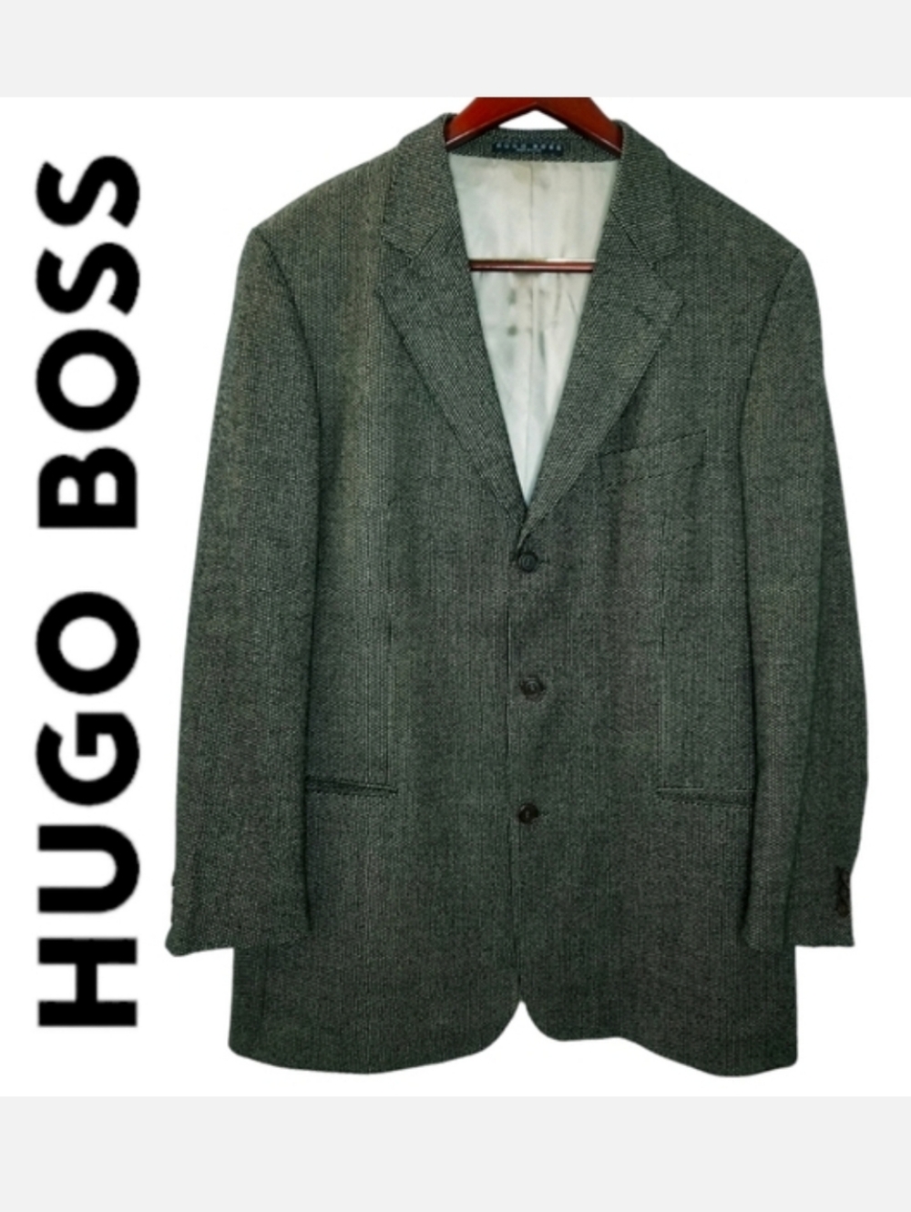 BOSS Hugo Boss Vintage Black Einstein Wool & Cashmere Textured Sportcoat Sz 44T